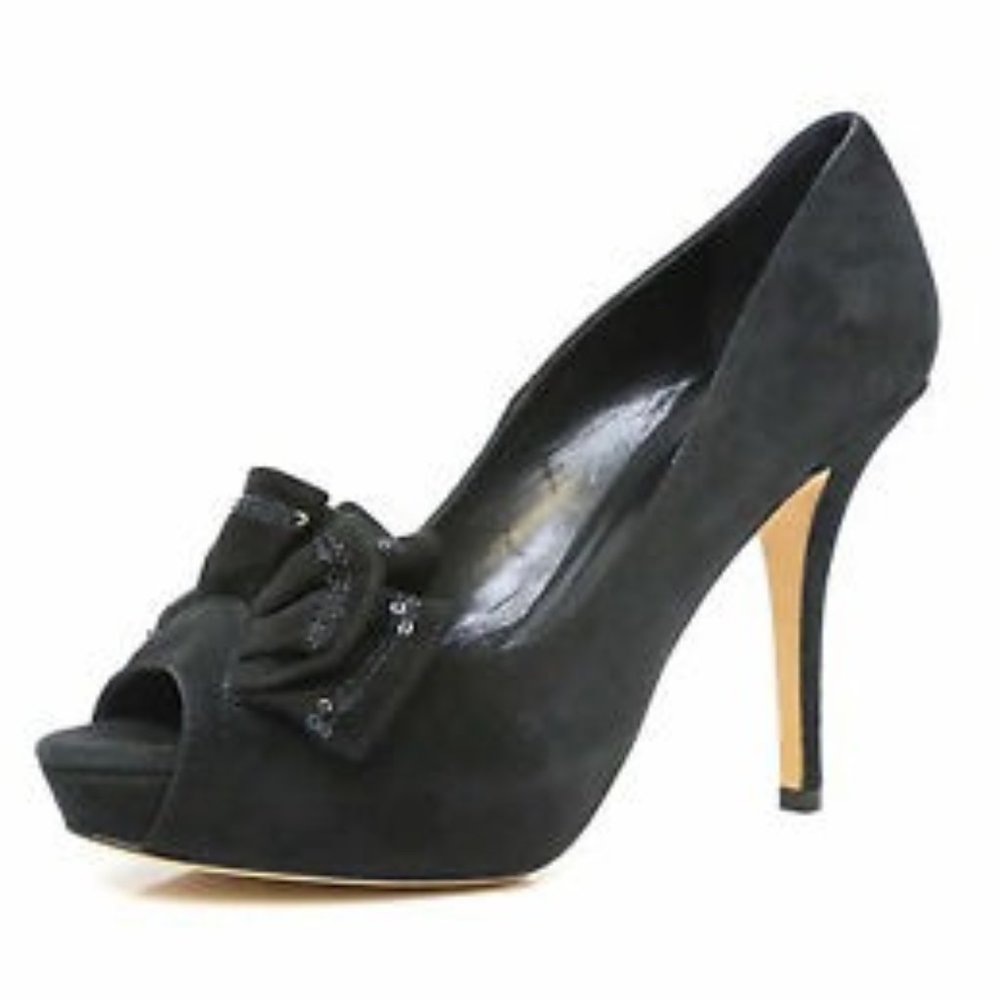 Kate Spade Ruffle Suede Peep-Toe Heel